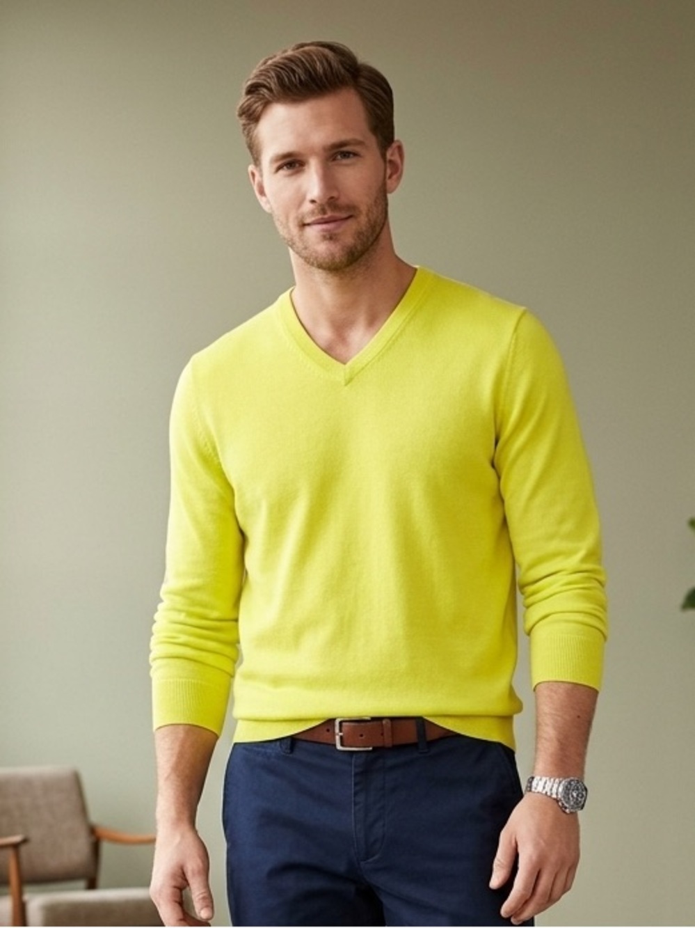 J. Crew Bright Yellow V-Neck Sweater